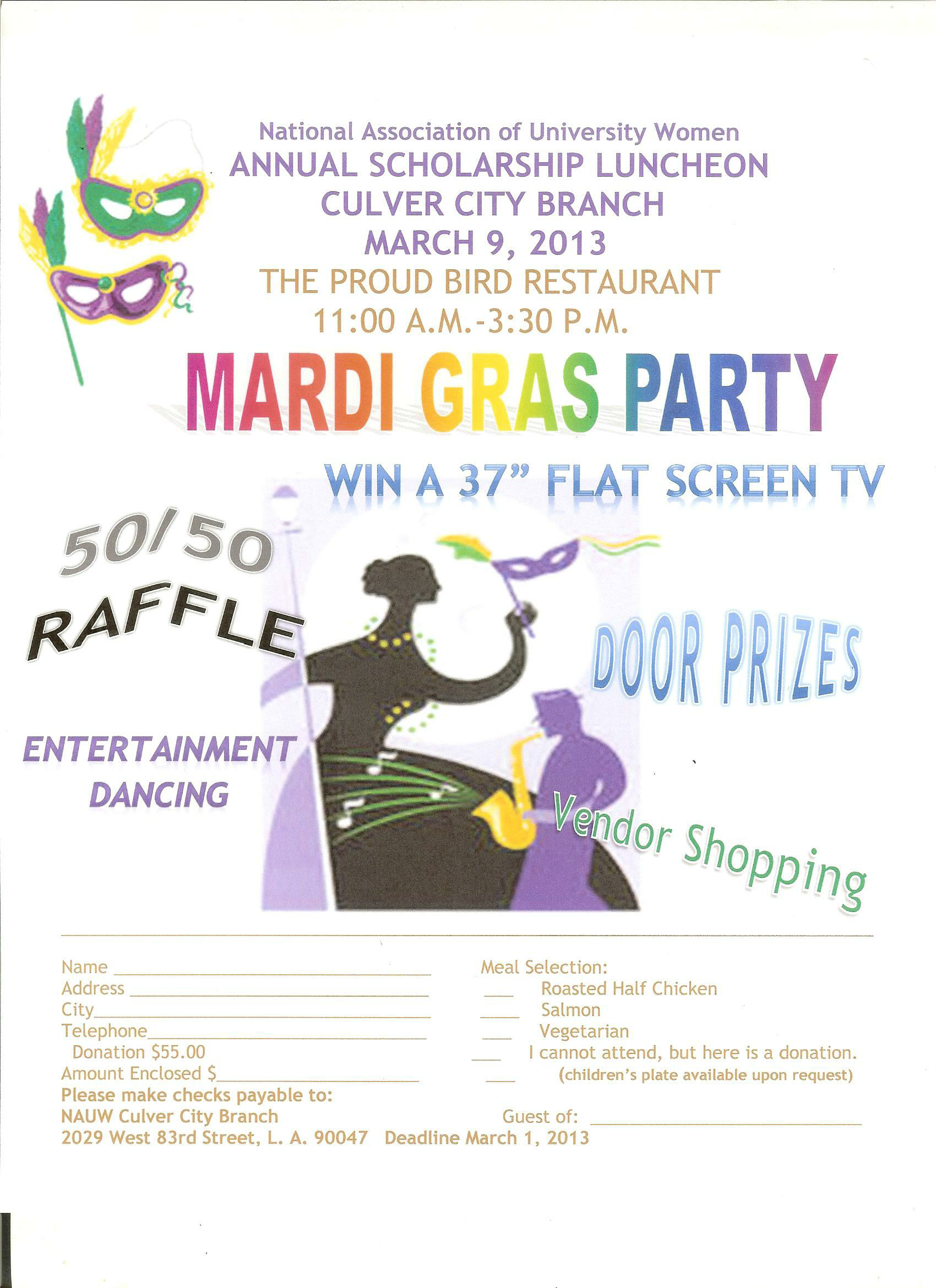 Mardi Gras Luncheon Flier